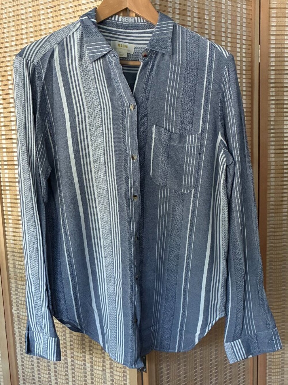 Maeve for Anthropologie Blue/White Striped Button Down Size S